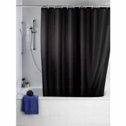 Wenko Plain Black Polyester Shower Curtain - W1800 X H2000mm - 20043100