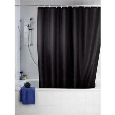 Wenko Plain Black Polyester Shower Curtain - W1800 X H2000mm - 20043100 3 Wenko Plain Black Polyester Shower Curtain - W1800 X H2000mm - 20043100