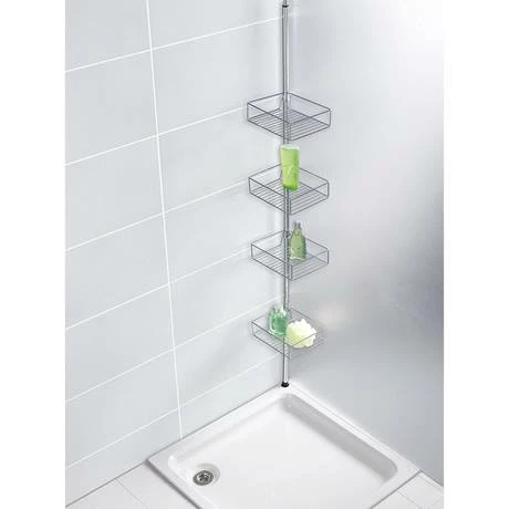 Wenko Domaso Stainless Steel Telescopic 4-Tier Corner Rack Storage - 21736100 5 Wenko Domaso Stainless Steel Telescopic 4-Tier Corner Rack Storage - 21736100 - Image 3