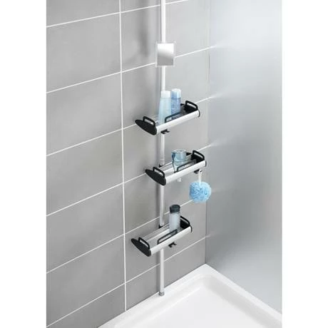 Wenko Line Telescopic 3-Tier Corner Shelf Storage - 22828100 4 Wenko Line Telescopic 3-Tier Corner Shelf Storage - 22828100 - Image 2