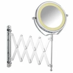 Wenko - Brolo LED Telescopic Wall Mirror - 3x Magnification - Chrome - 3656380100