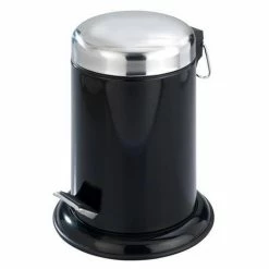 Wenko Retoro 3 Litre Cosmetic Pedal Bin - Stainless Steel - Black - 17902100